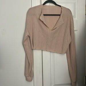 Cropped off the shoulder long sleeve